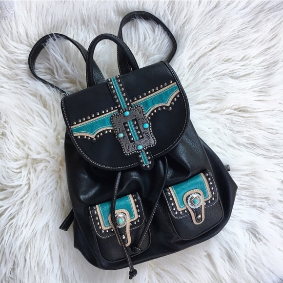 Montana West Handbags - Montana West Turquoise Drawstring Backpack